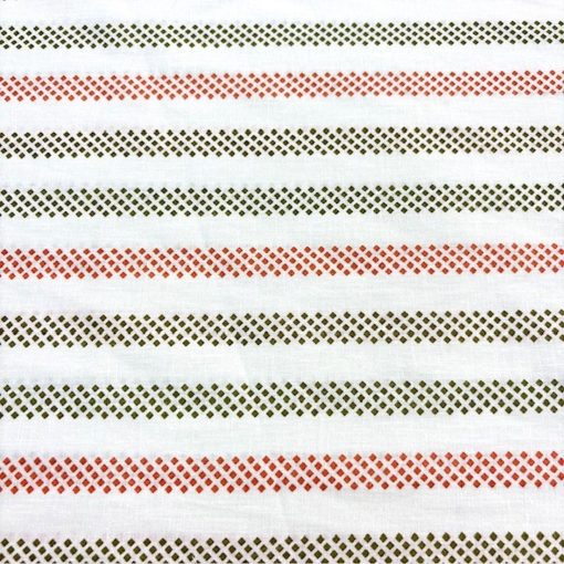 Pastel Geometrik Çizgili Pamuklu Keten Kumaş