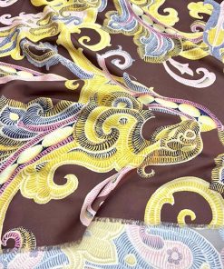 Vintage Etro Kahve İtalyan Saten Kumaş