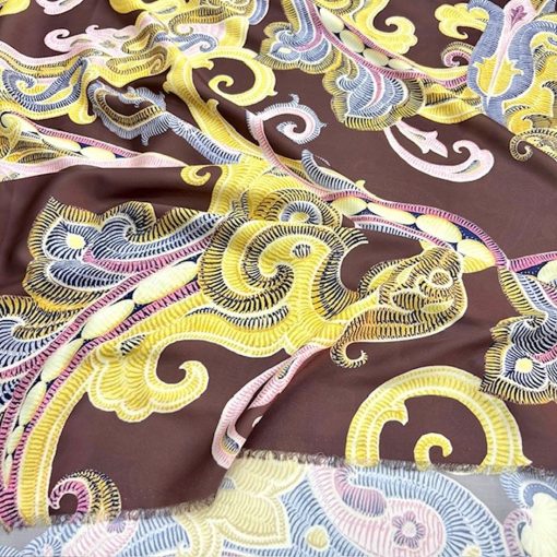 Vintage Etro Kahve İtalyan Saten Kumaş