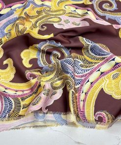 Vintage Etro Kahve İtalyan Saten Kumaş