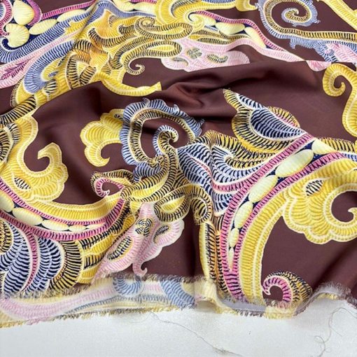 Vintage Etro Kahve İtalyan Saten Kumaş