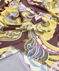 Vintage Etro Kahve İtalyan Saten Kumaş