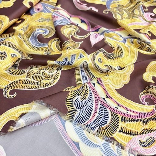 Vintage Etro Kahve İtalyan Saten Kumaş