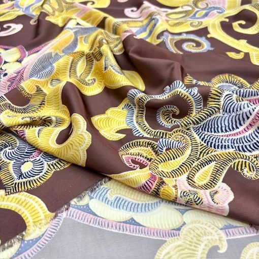 Vintage Etro Kahve İtalyan Saten Kumaş