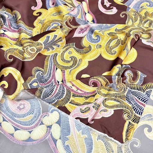 Vintage Etro Kahve İtalyan Saten Kumaş