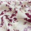 Bordo Çiçekli Jakarlı Pamuklu Cupro Kumaş SRVT