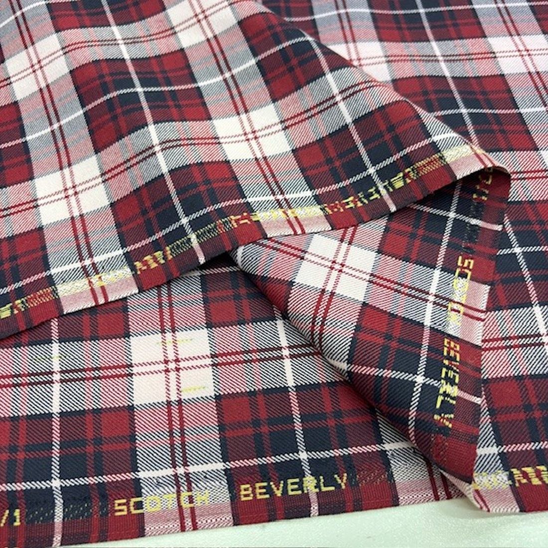 Scotch Bordo Ekoseli Viskos Kumaş