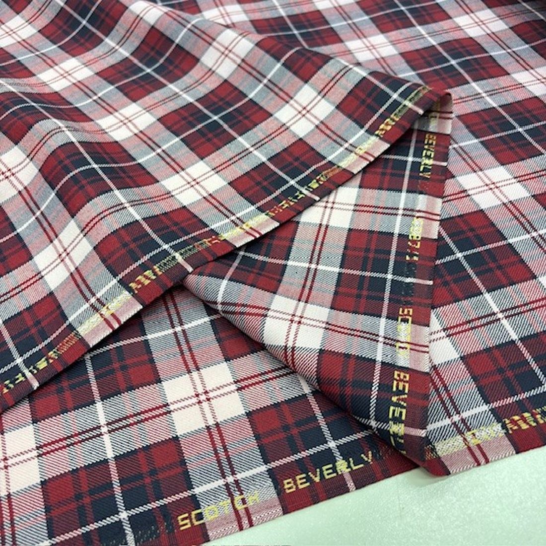 Scotch Bordo Ekoseli Viskos Kumaş