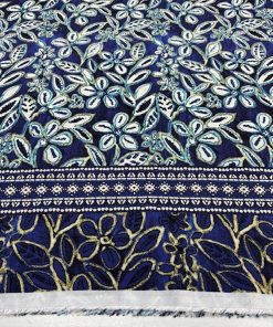 Sulu Mavi Desenli Viskon Kumaş YVZ