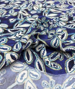 Sulu Mavi Desenli Viskon Kumaş YVZ