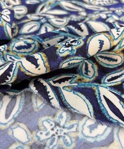 Sulu Mavi Desenli Viskon Kumaş YVZ