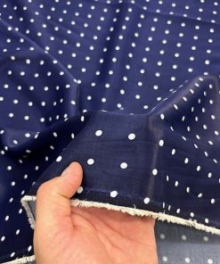 Zara Puantiyeli Filoş İpeksi Cupra Kumaş Lacivert