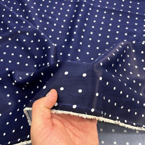 Zara Puantiyeli Filoş İpeksi Cupra Kumaş Lacivert