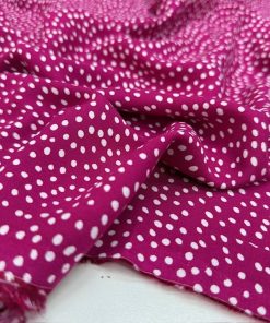 Pembe Beyaz Puantiyeli Pamuklu Viskon Kumaş YVZ