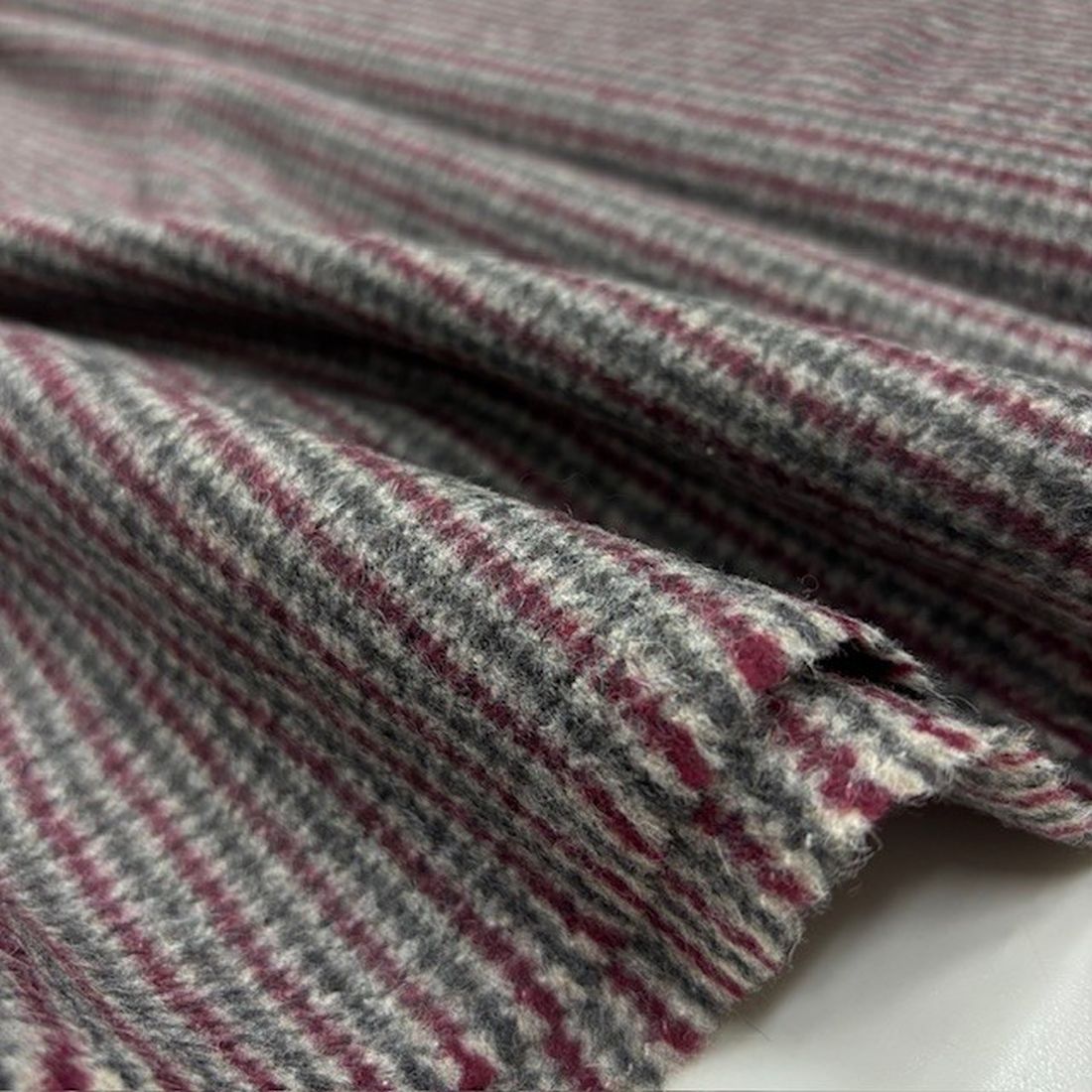 Bordo Gri %100 Yün Tweed Kumaş NDR
