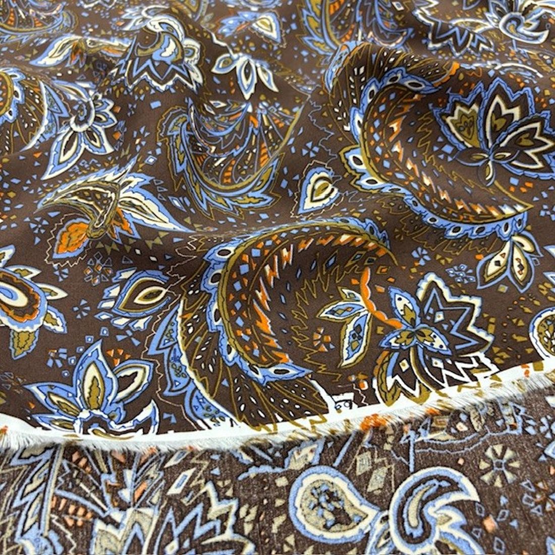 Etro Desenli Pamuk Viskon Kumaş Kahve