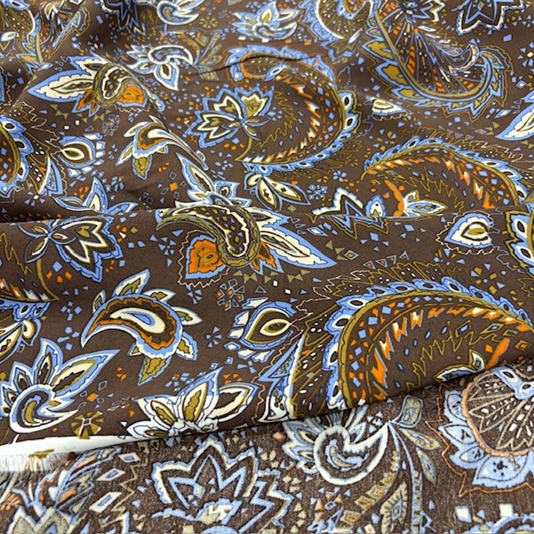 Etro Desenli Pamuk Viskon Kumaş Kahve