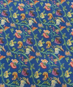 Kadife Çiçek Desenli %100 Keten Kumaş BYR