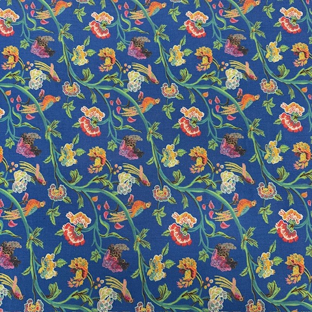 Kadife Çiçek Desenli %100 Keten Kumaş BYR