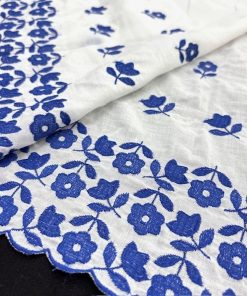 Özel Nakışlı Saf Pamuk Fisto Mavi BYR