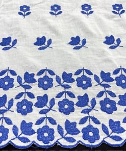 Özel Nakışlı Saf Pamuk Fisto Mavi BYR