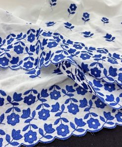 Özel Nakışlı Saf Pamuk Fisto Mavi BYR