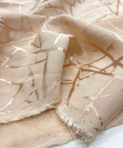 Şampanya Rengi Jakarlı Pamuk Cupro Kumaş