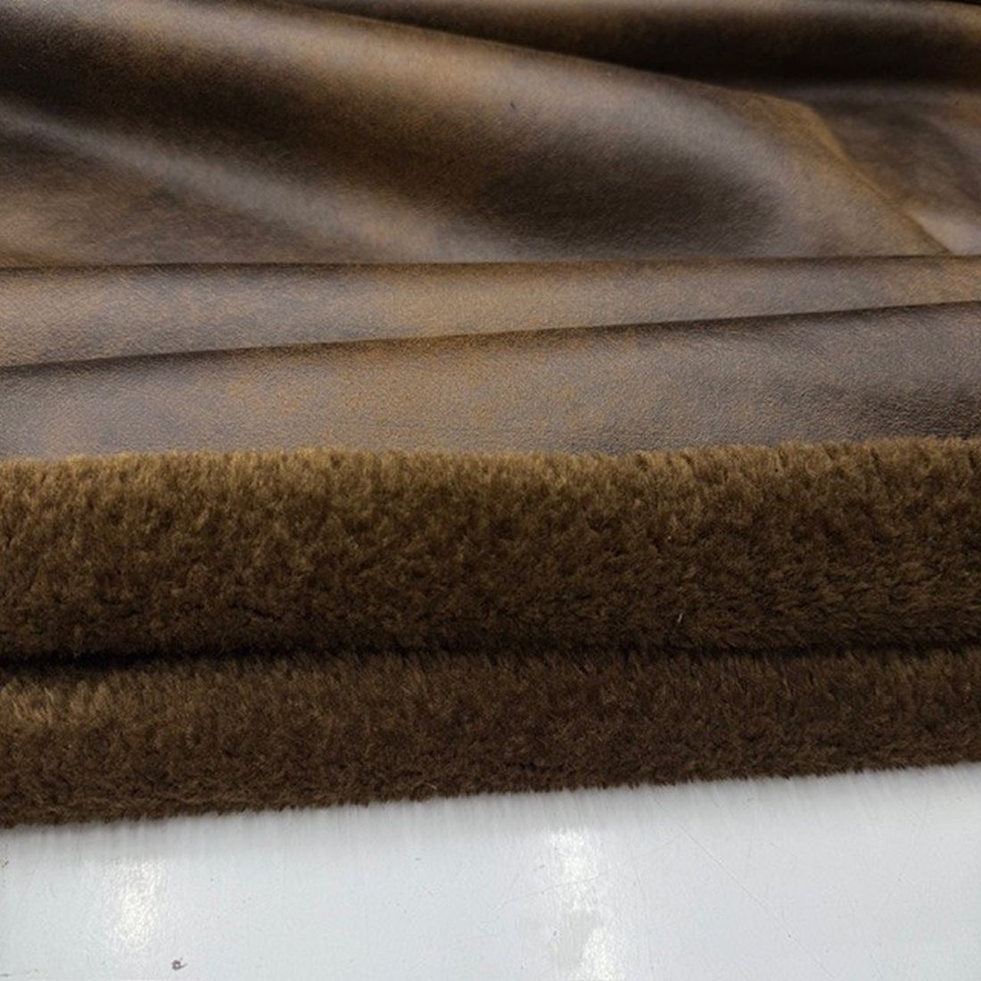 Vintage Deri Kürk Kumaş Kahve BYR