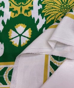 Yeşil Otantik Desenli %100 Keten Kumaş BYR