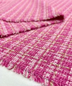 Altın İplikli Koton Şanel Kumaş Pembe ALK