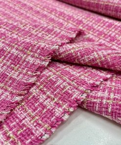 Altın İplikli Koton Şanel Kumaş Pembe ALK