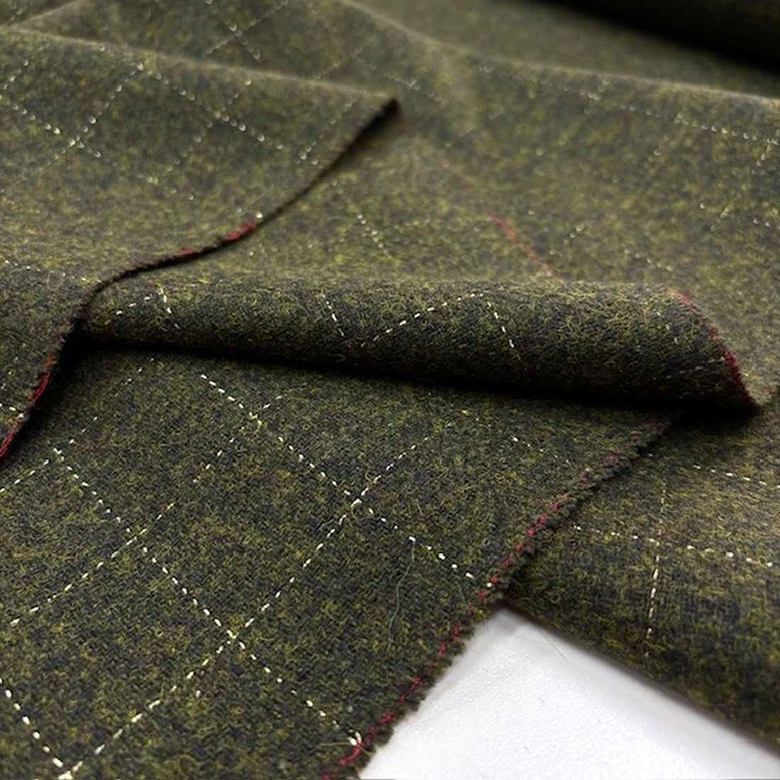 Haki Ekoseli Yumuşak Flanel Kumaş SRVT