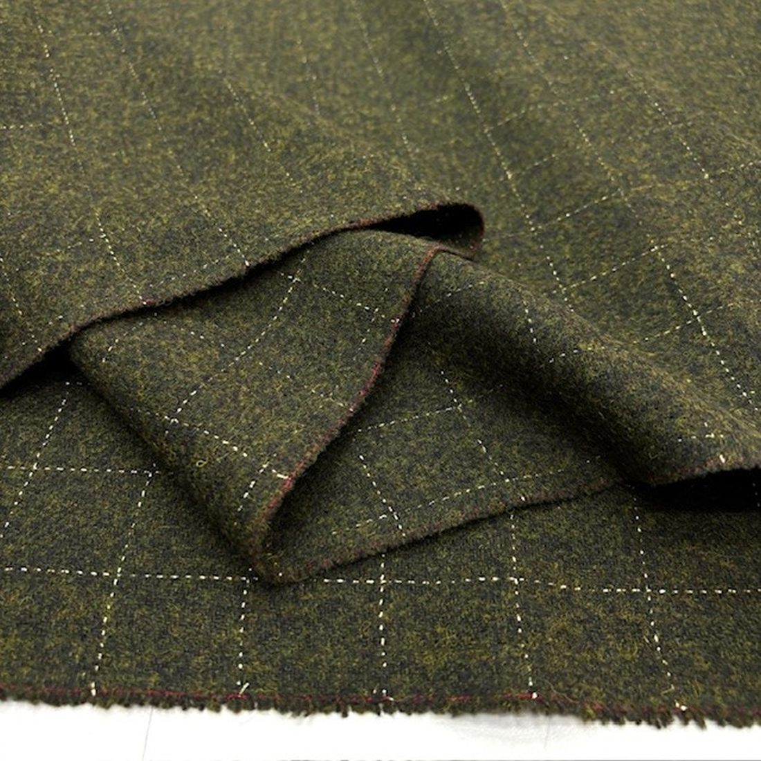 Haki Ekoseli Yumuşak Flanel Kumaş SRVT