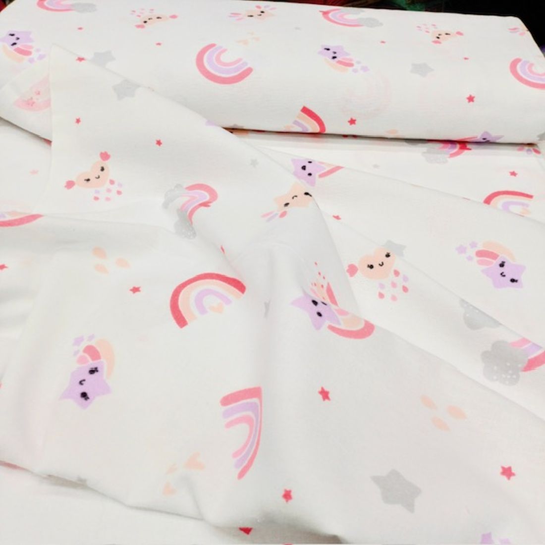 Çiften Gökkuşağı Desenli Pazen Kumaş Ayt