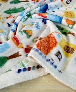 Çiften Pastel Boya Resimli Pazen Kumaş Arv