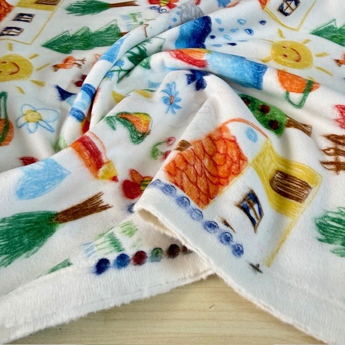 Çiften Pastel Boya Resimli Pazen Kumaş Arv