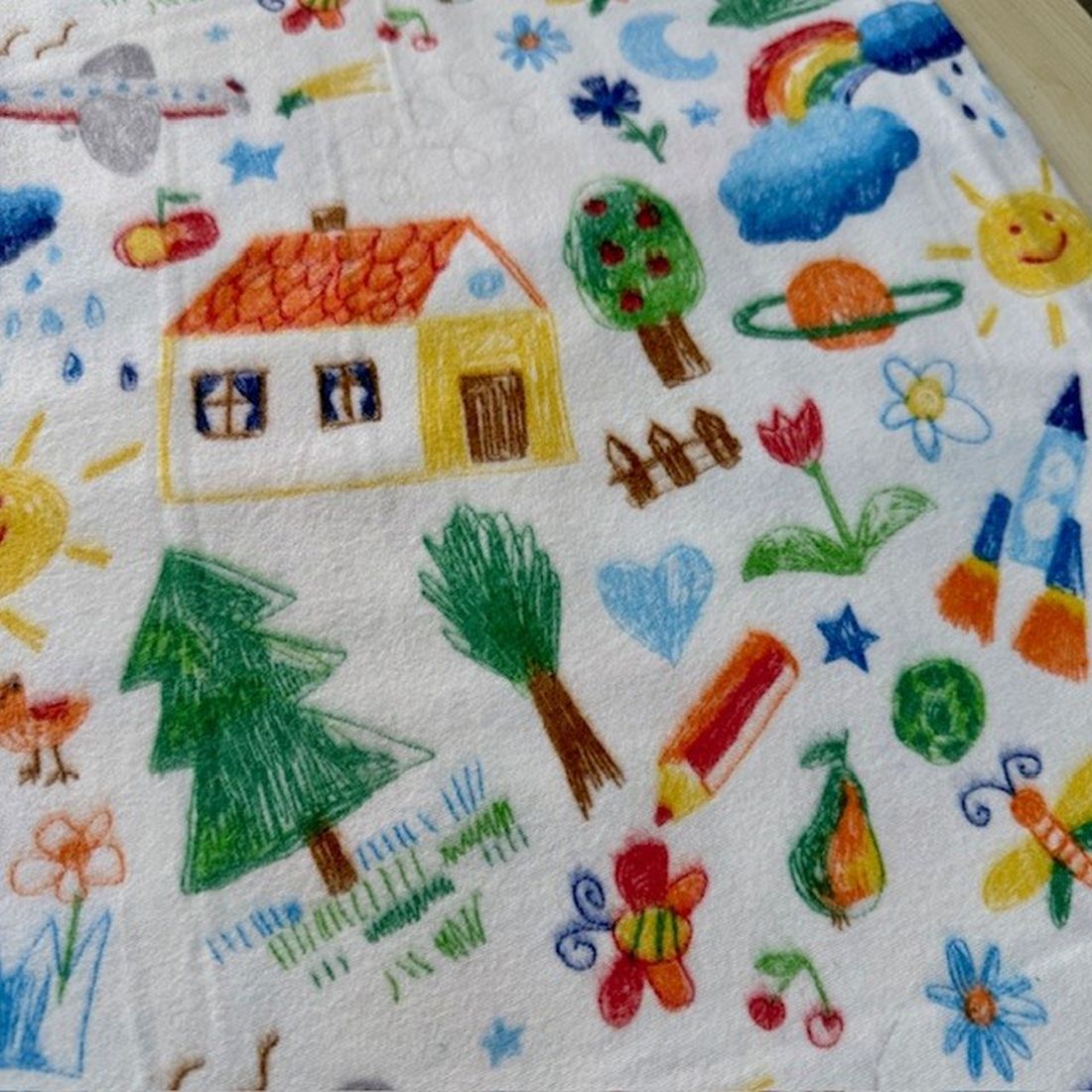 Çiften Pastel Boya Resimli Pazen Kumaş Arv