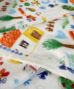 Çiften Pastel Boya Resimli Pazen Kumaş Arv