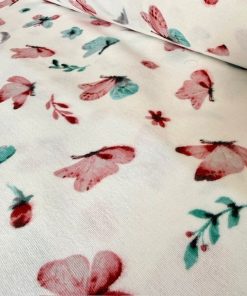 Çiften Pastel Kelebek Desenli Pazen Kumaş Arv