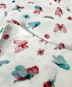 Çiften Pastel Kelebek Desenli Pazen Kumaş Arv