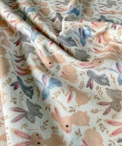 Çiften Tavşan Desenli Pazen Kumaş Arv