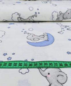 Çiften Yavru Fil Desenli Pazen Kumaş Ayt