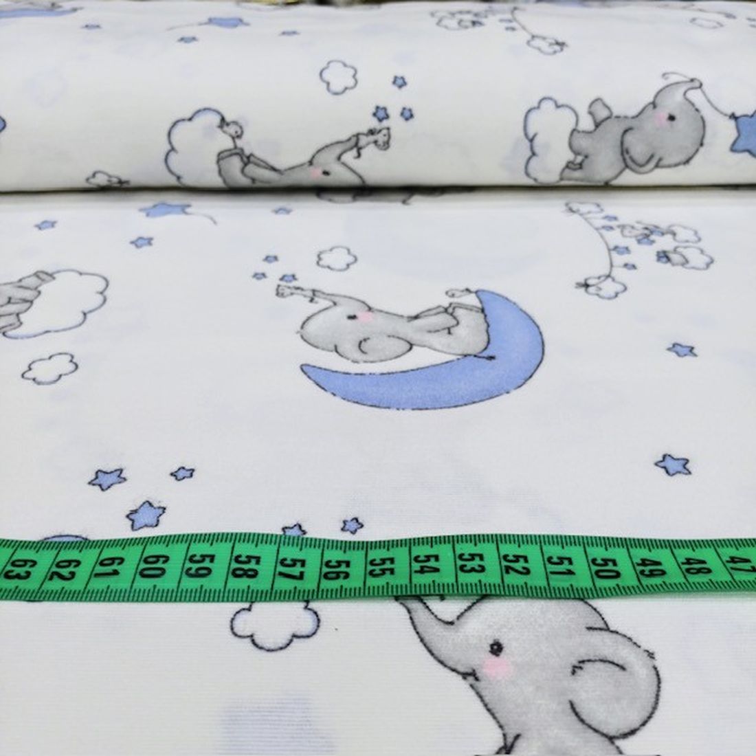 Çiften Yavru Fil Desenli Pazen Kumaş Ayt