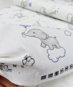 Çiften Yavru Fil Desenli Pazen Kumaş Ayt