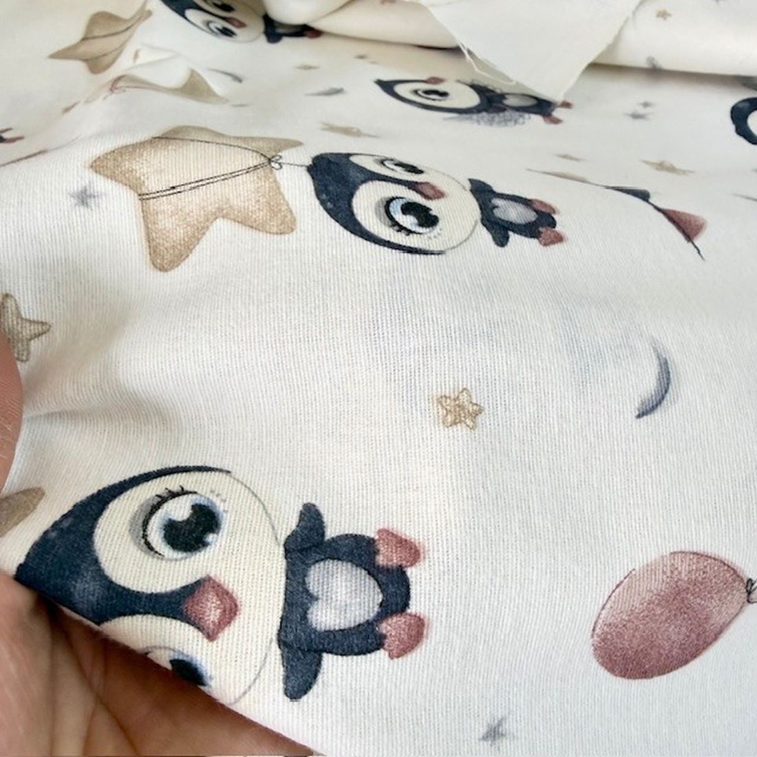 Çiften Yavru Penguen Pazen Kumaş Arv