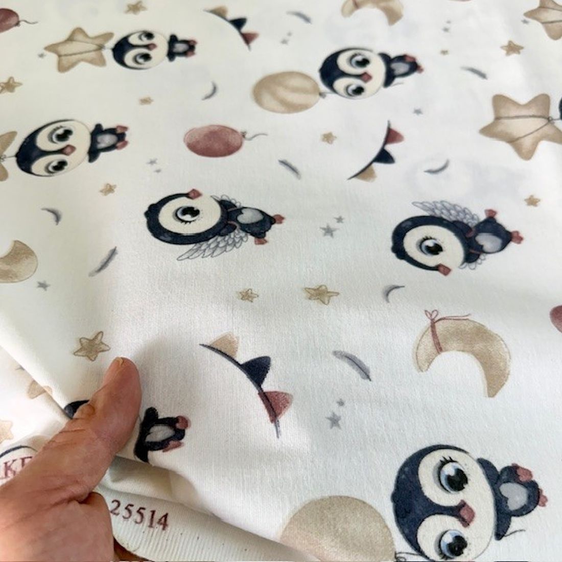 Çiften Yavru Penguen Pazen Kumaş Arv