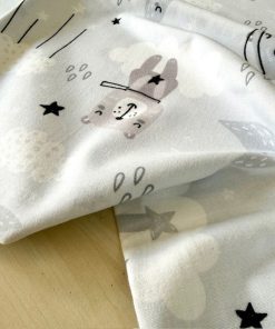 Çiften Yıldızlı Kedi Desenli Pazen Kumaş