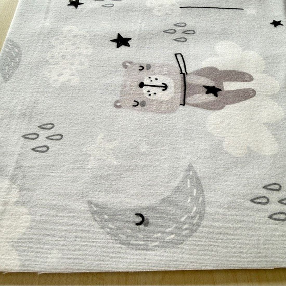 Çiften Yıldızlı Kedi Desenli Pazen Kumaş