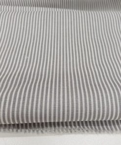 Gri Beyaz Çizgili Poplin Kumaş AYT