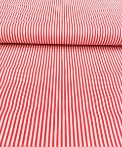 Kırmızı Beyaz Çizgili Poplin Kumaş AYT